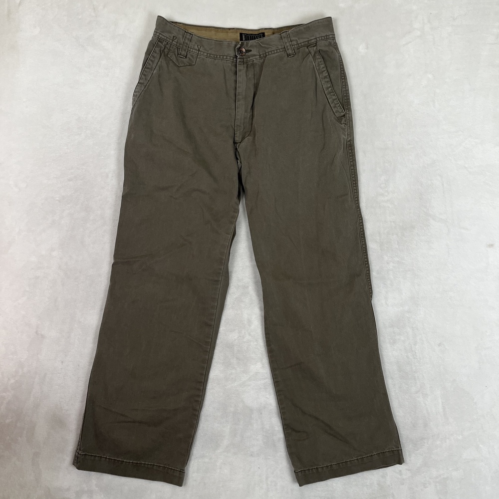 Vintage Old Navy Loose Pants Mens 31x30 Green Canvas Pleated Chino Relaxed Fit
